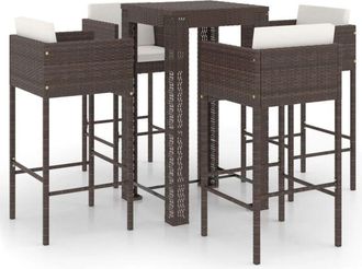 Les Tendances Set De Bar Para Jard&iacute;n 5 Pzas Y Cojines Rat&aacute;n Sint&eacute;tico Marr&oacute;n Vidaxl