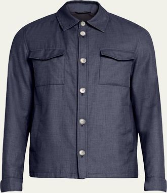Herno Mens Coated Cashmere-Blend Overshirt