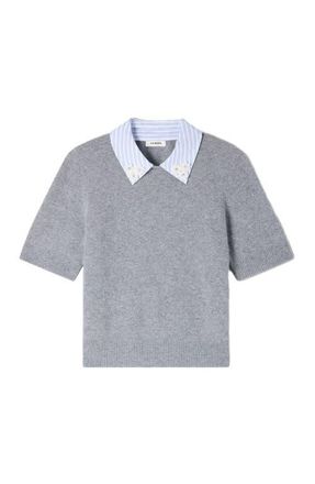 Sandro Detachable collar wool sweater in Grey at Nordstrom, Size X-Small