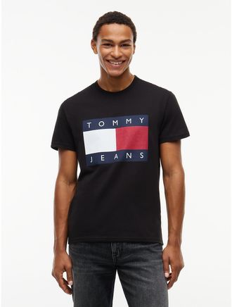 Tommy Hilfiger Mens Tommy Jeans Big Flag Logo T-Shirt - Black - XXL