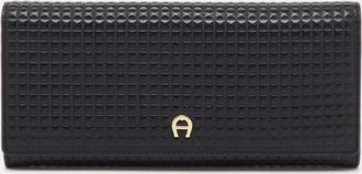 Aigner Black Leather Flap Continental Wallet