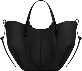 Generic Womens Large Capacity Leather Hand-held Wing Bag, Pleated Underarm Tote, Casual And Shoulder(Black)