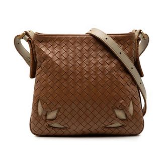 Bottega Veneta Pre-owned Cross Body Bags, female, Brown, Size: ONE SIZE Pre-owned Woven Leather Crossbody Bag
