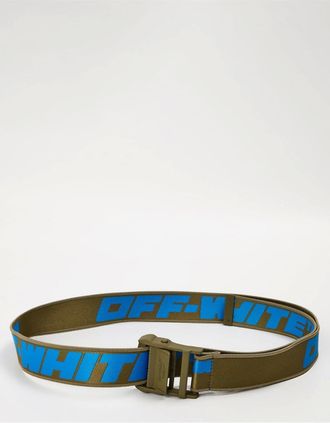 Off-white Mens Lettering Logo Utility Buckle Web Belt - Green/Blue - Size: ONE size
