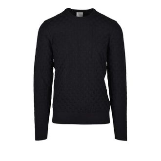 Calvin Klein Round-neck Knitwear, male, Black, Size: M Cotton Pullover