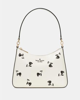 Kate Spade New York Womens Margot Floral Shoulder Bag - White Leather - One Size