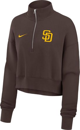 Nike San Diego Padres Phoenix Nike Womens MLB Cropped 1/4-Zip Crew in Brown | 01N920QPYP-LMW