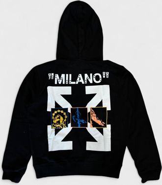 Off-white Mens Milano Hoodie Black White - Size Medium
