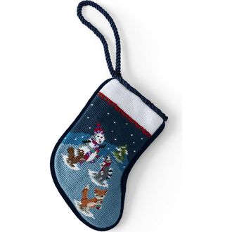 Lands End Mini Needlepoint Christmas Stocking in Critters at Nordstrom