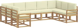 vidaXL Conjunto De Sof&aacute;s De Exterior 9 Uds. Blanco Y Crema Vidaxl