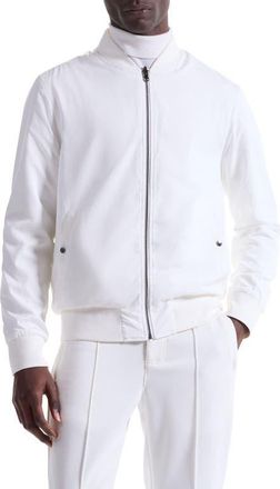 Bugatchi Soft Touch Knit Reversible Bomber Jacket in Chalk at Nordstrom, Size Xx-Large