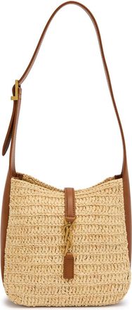 Saint Laurent Le 5 à 7 Leather and Raffia Shoulder bag - Natural - One Size