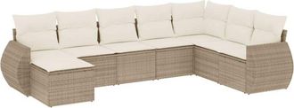 vidaXL Vidaxl - Juego De Sof&aacute;s De Jard&iacute;n Con Cojines Beige 8 Pzas Rat&aacute;n Pe