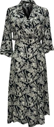 BA&SH Ba & Sh Printed Midi Wrap Dress in Black Viscose