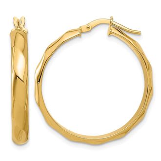 Diamond2Deal 14K Yellow Gold Brushed Twisted Hoop Earrings 29.34 mm