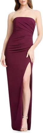 Dress The Population Jasmine Pleated Strapless Gown in Dark Cherry at Nordstrom, Size Xx-Small