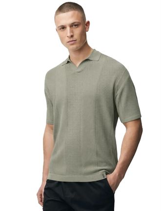 Genti Poloshirt gebreid Genti groen v-hals strepen