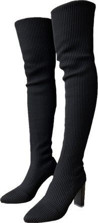 Generic Platform Tight High Boots for Women,Over the Knee Boots for Women,Pointed Toe Sock Booties Platform Over the Knee Mid Chunky Heel Stretch Non Slip Wid