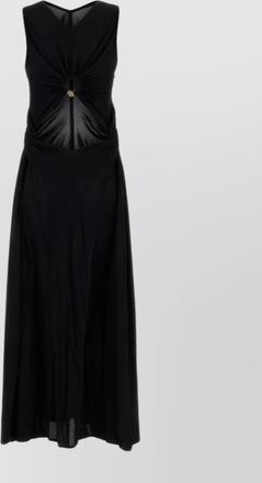 Bottega Veneta long dress with flared hemline and v-neckline