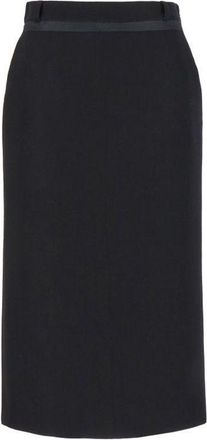 Fendi Black Virgin Wool Long Womens Skirt