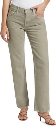 Moussy Bayonne Straight Low-Rise Jeans In Light Green