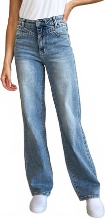 Judy Blue Womens High Waist Front Yoke Retro Wide Leg Jeans In Medium