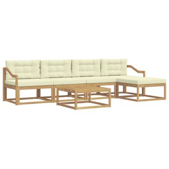 vidaXL Conjunto De Sof&aacute;s De Exterior 6 Pcs Blanco Y Crema Vidaxl