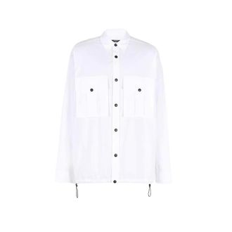 Balmain Formal Shirts, male, White, Size: XS Long Sleeve Nylon Chemise