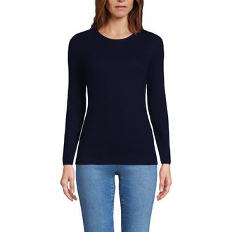 Lands End Cotton Rib T-shirt in Deep Sea Navy at Nordstrom, Size Small