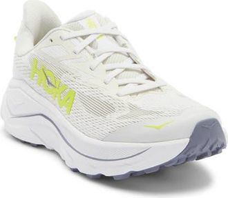 Hoka One One Challenger 8 Running Shoe - Wide Width Available in White /Neon Hoka Citrus at Nordstrom, Size 10.5
