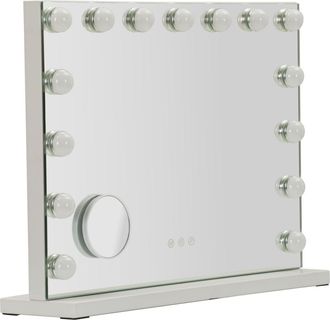 Mauro Ferretti Espejo De Pie Led Hollywood Cm 55x14x43 (small Redondo Espejo Tama&ntilde;o Cm &Oslash; 9) (3 Colores De Luz)