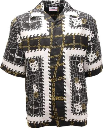 GCDS Italiaans katoenen overhemd Ss 22 collectie - Heren - Korte mouwen Overhemden - Zwart - S - Katoen - Overhemden