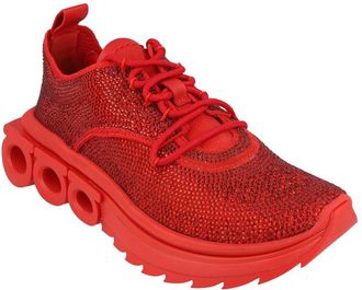 Ferragamo Nima Strass Crystal-Embellished Knit & Leather Sneaker