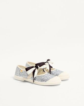 Valentino Garavani Sneaker Ballerina Bay By Bay In Tessuto Glitter Donna ARGENTO 36.5