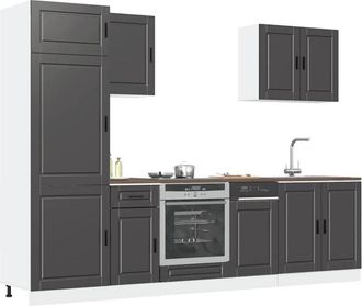 vidaXL Vidaxl - Conjunto De Armarios De Cocina porto De 7 Piezas De Madera De Ingenier&iacute;a Negra