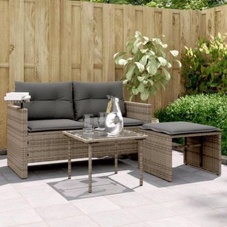 vidaXL vidaXL Set Divani da Giardino 3 pz con Cuscini Grigio in Polyrattan