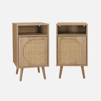 Sweeek Mesita De Noche Con Efecto Madera, Set De 2