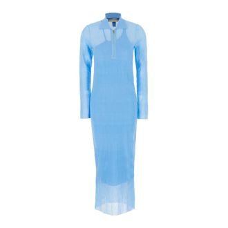Fendi Silk Blend Dress - female - Fendi - Shirt Dresses - Blue - XS - Dresses