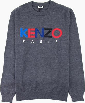 Kenzo Mens Kenzo Logo Crew Knit Sweatshirt Grey - Size: 44