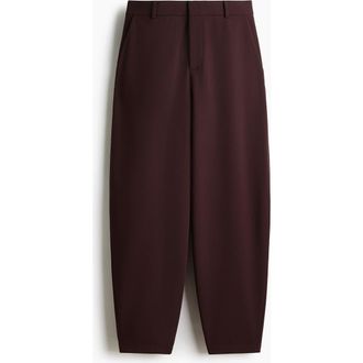 H&M Jersey Barrel-leg Trousers in Dark Brown at Nordstrom, Size X-Small