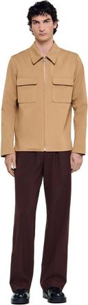 Sandro Zip-up pocket jacket in Camel at Nordstrom, Size Xx-Large