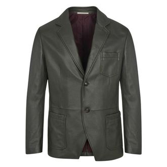 Pal Zileri Leren Blazer - Heren - Jassen - Groen - Maat: L Leer