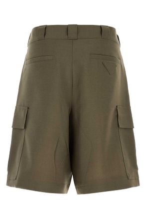 Prada Mens Army Green Mohair Blend Bermuda Shorts Militare Exterior: Virgin Wool