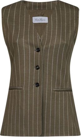 Max Mara Riccio Vest - Dames - Gillet - Groen - XS - Wol - Kostuums