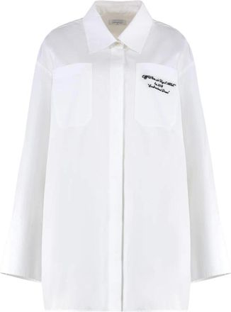Off-white Katoenen Poplin Jurk - Dames - Overhemden - Wit - M - Katoen - Overhemden