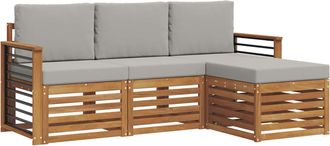vidaXL Conjunto De Sof&aacute;s De Exterior 4 Uds. Gris Natural Y Claro Vidaxl