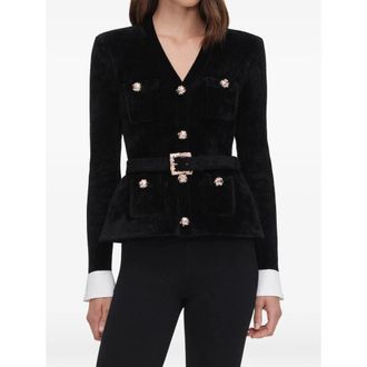 Self Portrait Black Chenille Knit Top