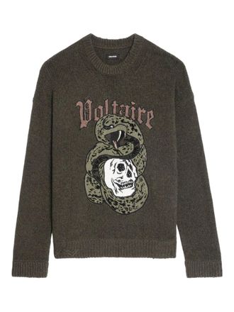 Zadig&Voltaire Marko snake-motif sweater - Green