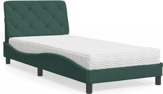 vidaXL Cama Con Colch&oacute;n Terciopelo Verde Oscuro 80x200 Cm Vidaxl