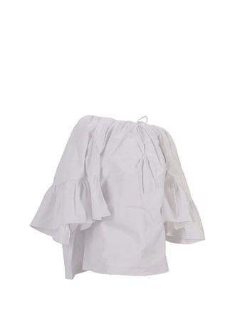 Meryll Rogge Top W/ Back Drape & Ruffle Sleeves